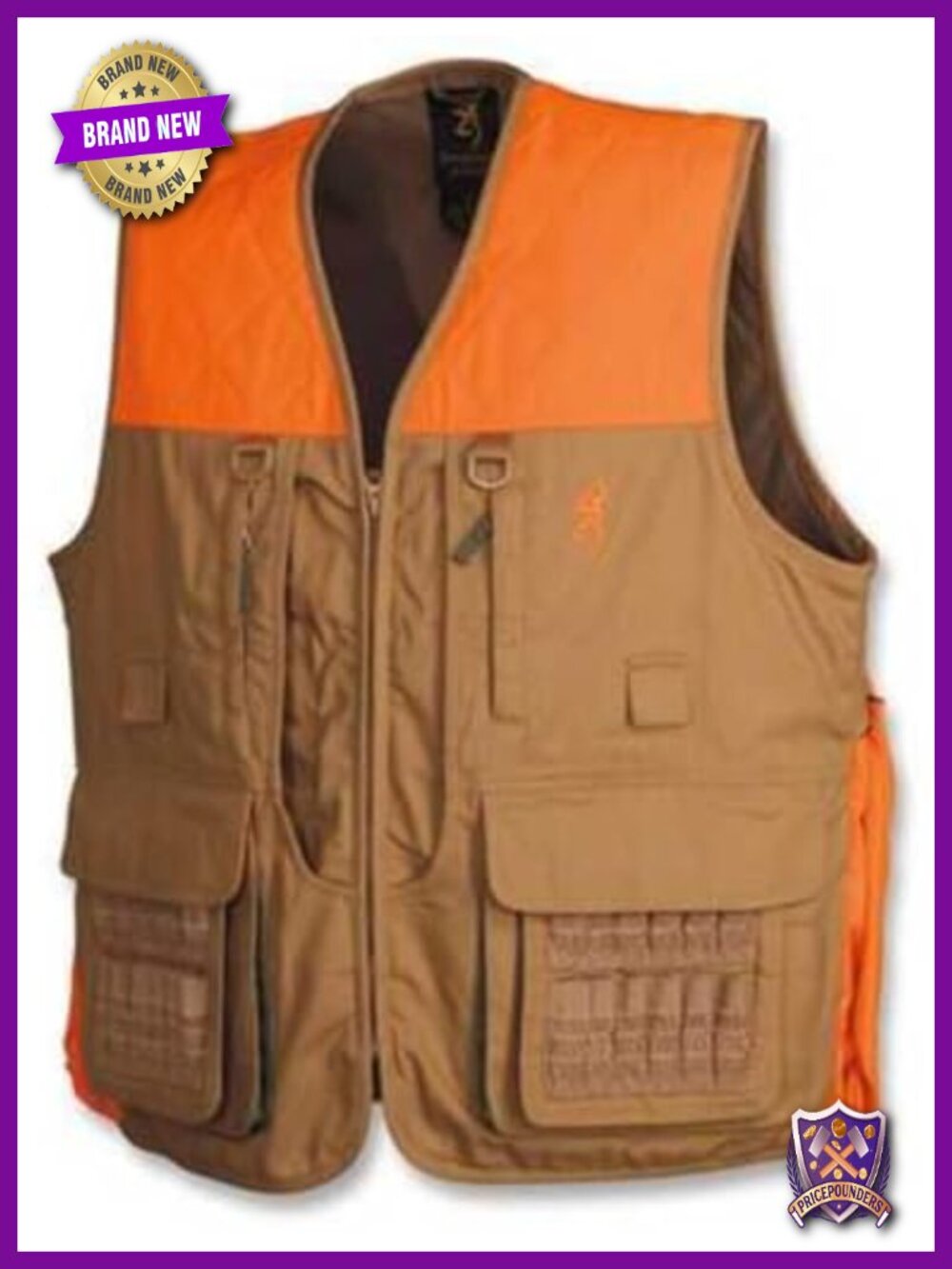 100% Cotton Canvas Upland Hunting Vest Blaze Overlay Shell Pockets